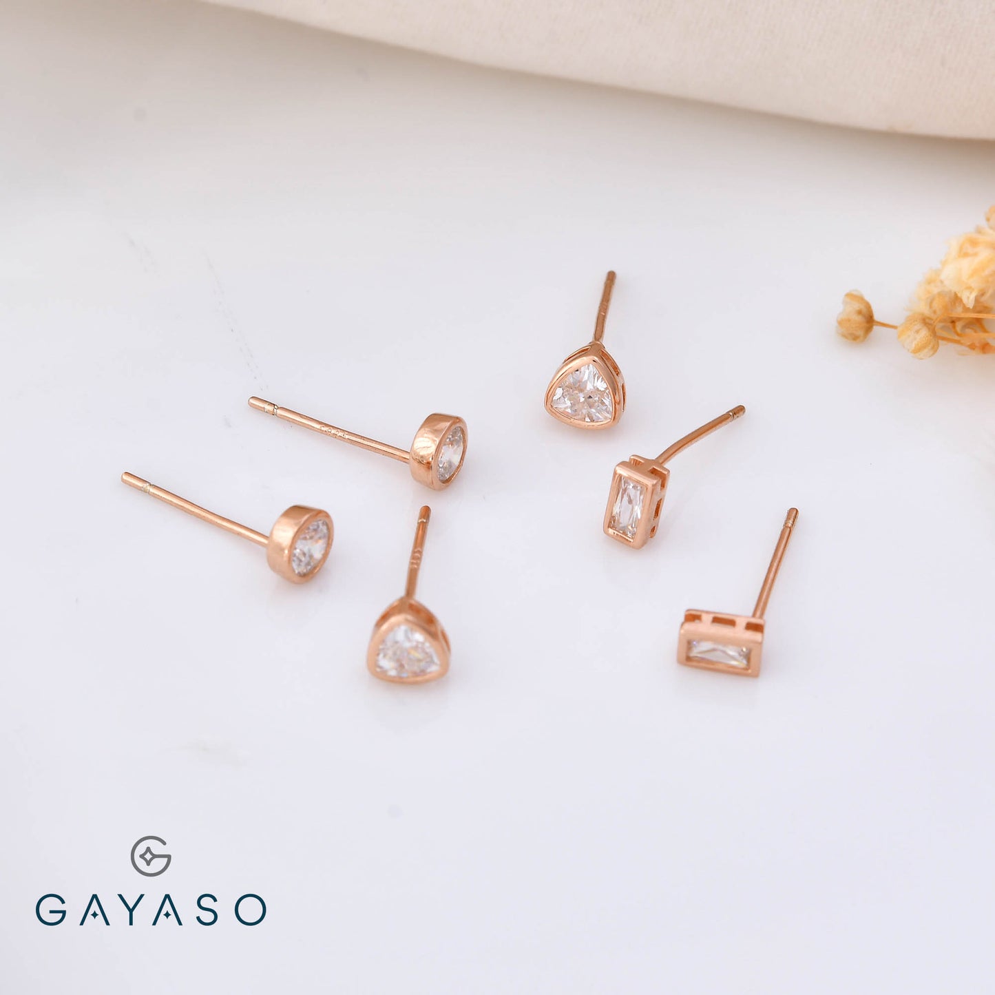 Three IN One Multi shape Solitare Studs In Silver