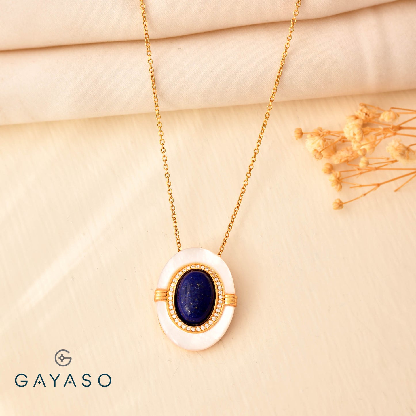 Far Size Oval Lapis Pendant Set For Her