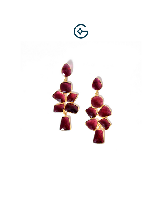 Natural Fancy Rhodolite Statement Earring In Silver